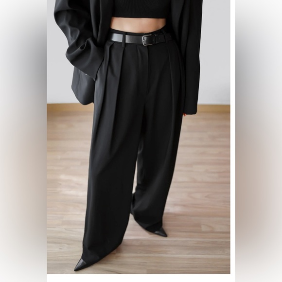 NWT The Frankie Shop TANSY PLEATED TROUSERS - BLACK - Picture 5 of 15